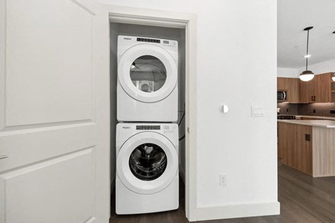 Stacked in unit washer and dryer at The Quill in Milford MA