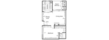 one bedroom floor plan at Westbrook