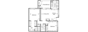 two bedroom floor plan at westbrook apartments