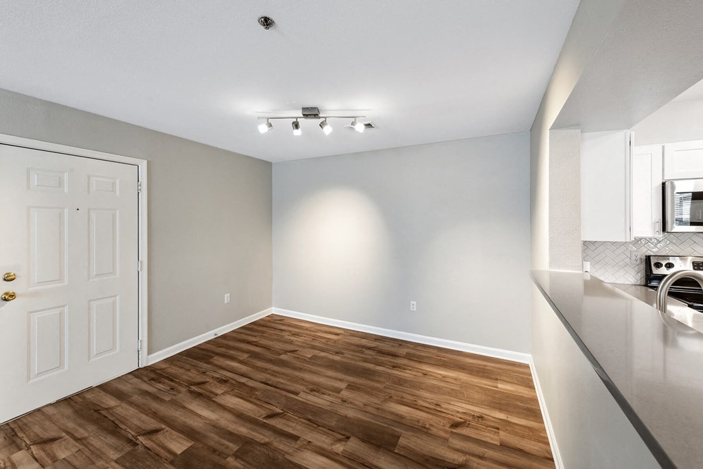 View of dining area from kitchen at England Run Apartments in Fredericksburg VA