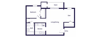 One bedroom one bathroom floor plan at Wicklow square