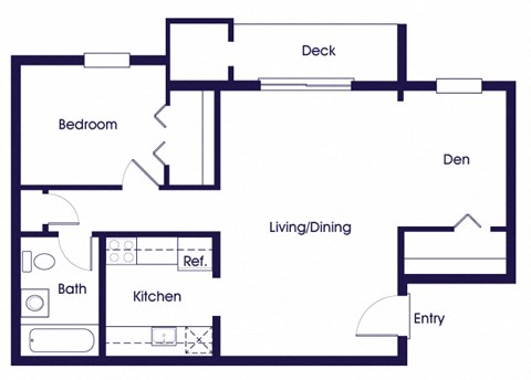One bedroom one bathroom floor plan at Wicklow square