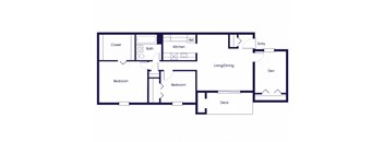 Two bedroom one bathroom floor plan at Wicklow square