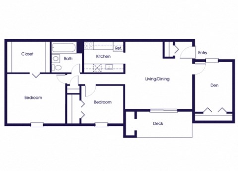 Two bedroom one bathroom floor plan at Wicklow square