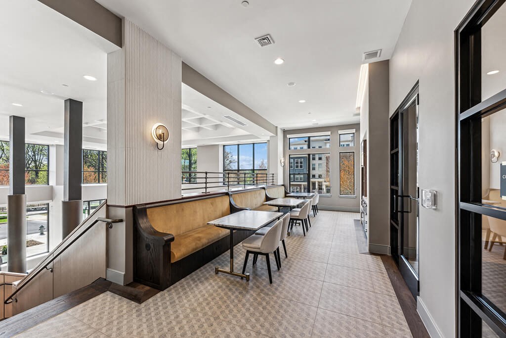 Communal work space at 333 Ellington Apartments in Gaithersburg MD