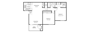 two bedroom one bathroom floor plan at belmont