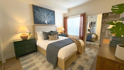 Model bedroom at The Resort at Encinitas Apartments in Encinitas CA