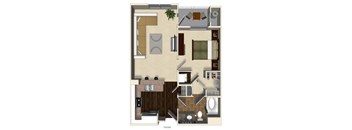 Basil E floor plan at Terrena Apartment Homes in Northridge, CA