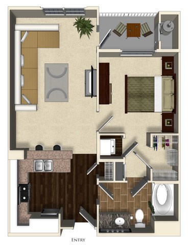 Basil E floor plan at Terrena Apartment Homes in Northridge, CA