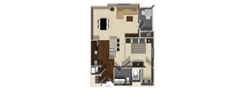 Rosemary A floor plan at Terrena Apartment Homes in Northridge, CA