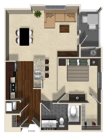 Rosemary A floor plan at Terrena Apartment Homes in Northridge, CA