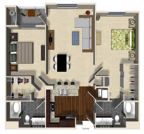 Orange A floor plan at Terrena Apartment Homes in Northridge, CA