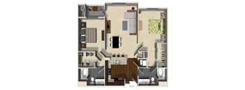 Orange B floor plan at Terrena Apartment Homes in Northridge, CA