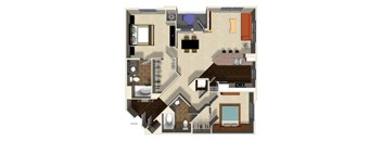 Pomegranate BA floor plan at Terrena Apartment Homes in Northridge, CA