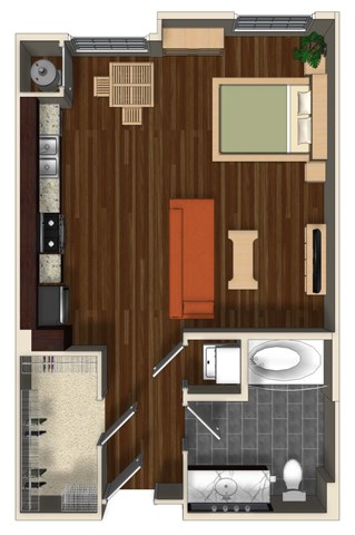 Lantana A floor plan at Terrena Apartment Homes in Northridge, CA