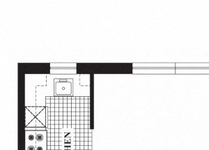 One bedroom one bathroom A1 floorplan at The Barrington Apartments in Silver Spring, MD