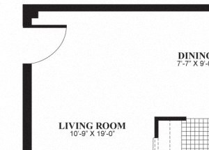 Two bedroom one bathroom B2 floorplan at The Barrington Apartments in Silver Spring, MD