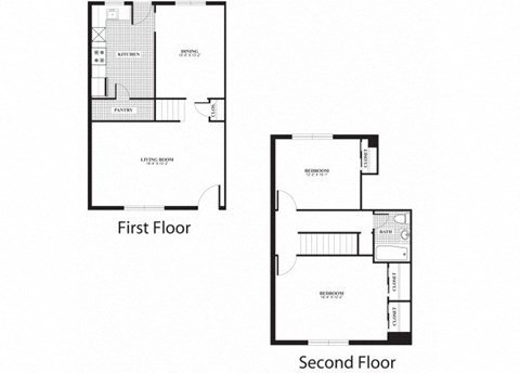Two bedroom one bathroom B4 and B5 floorplan at The Barrington Apartments in Silver Spring, MD