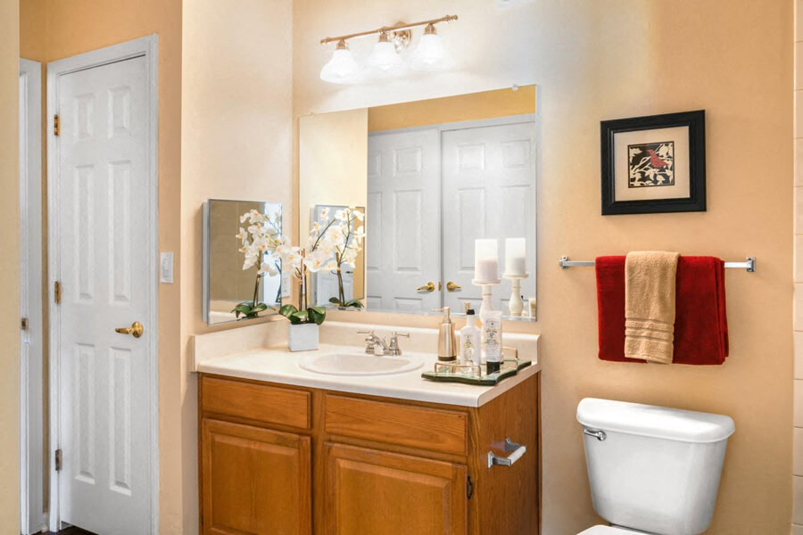 Large bathroom at River Pointe at Den Rock Apartments in Lawrence, MA
