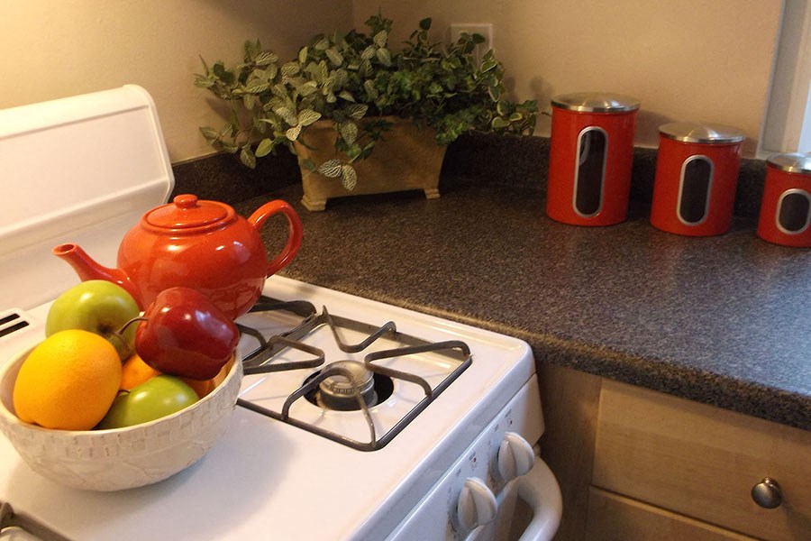 gas range stove fully equipped kitchens at Sutterfield Apartments in Providence, RI