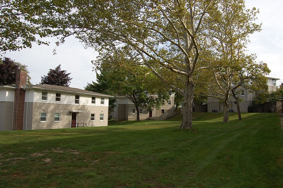 landscaped grounds fully equipped kitchens at Sutterfield Apartments in Providence, RI