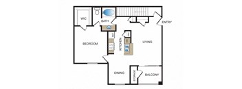 One bedroom floor plan at Kensley Apartment Homes