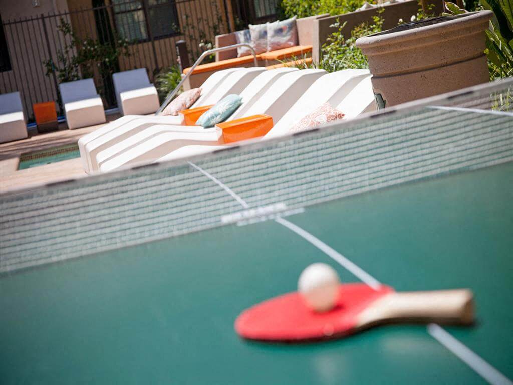 Outdoor games at Terrena Apartments in Northridge, CA
