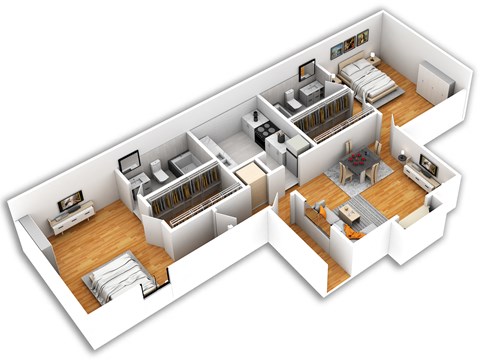 two bedroom + two bath
