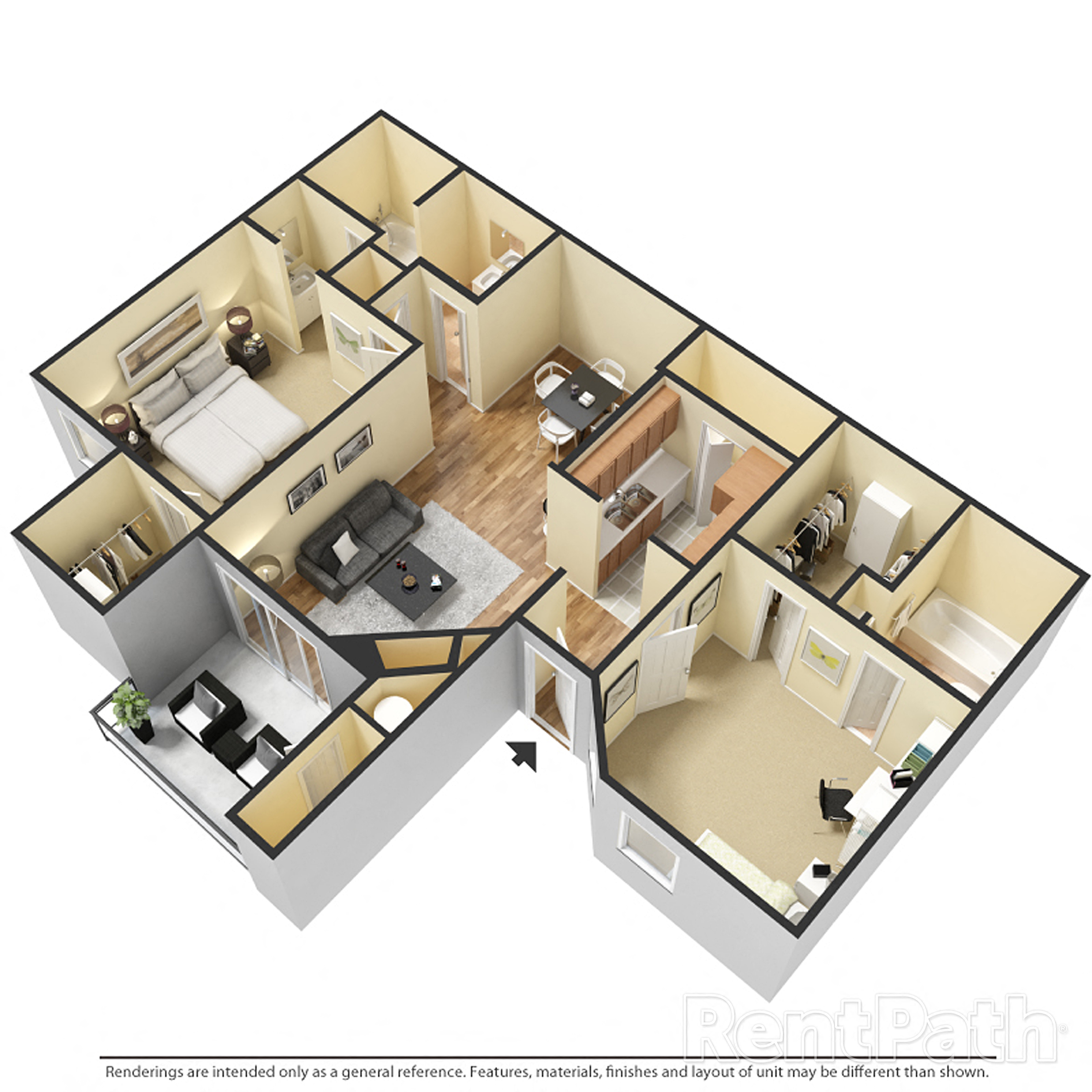 B1, Two Bedroom, Two Bath