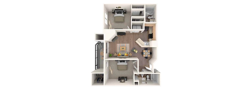 Two Bedroom, Two Bath 1,067 sq feet