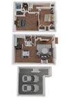 2BA, 2.5BA Two Bedroom, Two and a half bath