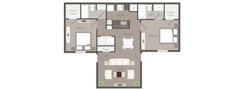The Avondale - Two Bedroom Two Bathroom Floor Plan at Clarkston Station Apartments, Clarkston, GA