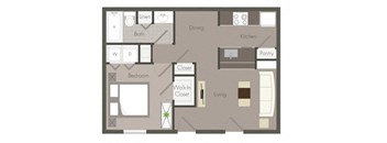 The Continental - One Bedroom one Bathroom Floor Plan at Clarkston Station Apartments, Georgia 30021
