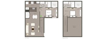 The Montreal - Two Bedroom Two Bathroom Floor Plan at Clarkston Station Apartments, Clarkston, Georgia