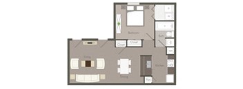 The Wyncrest - One Bedroom one Bathroom Floor Plan at Clarkston Station Apartments, Clarkston, GA 30021