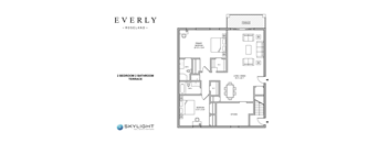 2 Bedroom 2 Bath Floor Plan