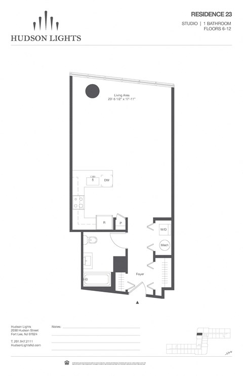 Residence 23 Floor Plan at Hudson Lights, Fort Lee