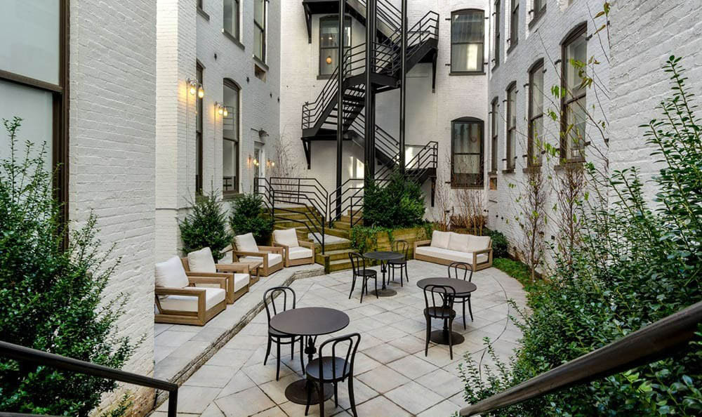 Modern Style Courtyard at Grand Adams Apartment Owner LLC, Hoboken, New Jersey