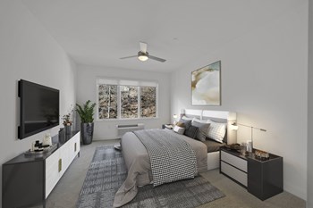 Bedroom Interior Bedroom Interior at Infinity Edgewater, Edgewater, New Jersey - Photo Gallery 6