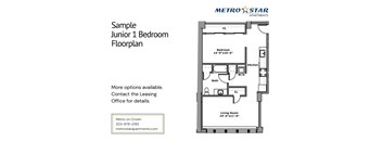 A floor plan for a junior one bedroom apartment is shown.