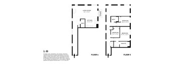 A floor plan of a house with a living room, two bathrooms, two bedrooms, a kitchen, and an ensuite.