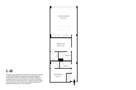 Unit B2 2 Bed 2 Bath Floor Plans  at The Assembly, Detroit, Michigan