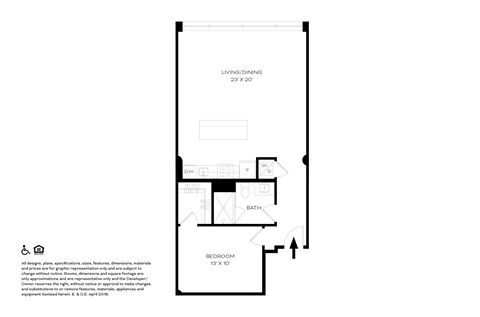 Unit B3 1 Bed 1 Bath Floor Plans  at The Assembly, Detroit, Michigan