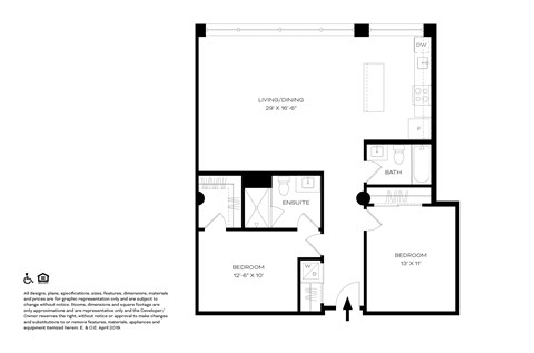 Unit B4 2 Bed 2 Bath Floor Plans  at The Assembly, Detroit, Michigan