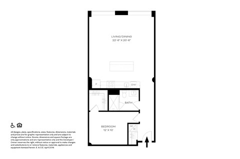 Unit B5 1 Bed 1 Bath Floor Plans  at The Assembly, Detroit, Michigan