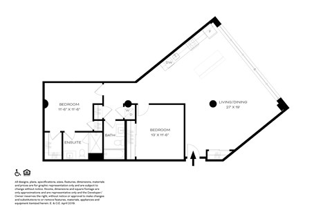 Unit B9 2 Bed 2 Bath Floor Plans  at The Assembly, Detroit, Michigan
