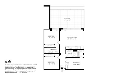 UnitC1 3 Bed 2 Bath Floor Plans  at The Assembly, Detroit, Michigan