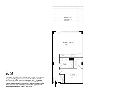 UnitC2 1 Bed 1 Bath Floor Plans  at The Assembly, Detroit, Michigan