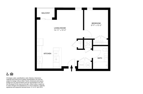 A black and white image of a floor plan for an apartment.