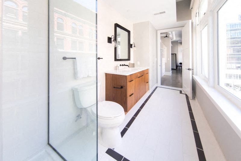 Bathroom with a Toilet Sink and Shower at Fourteen56, Detroit, MI